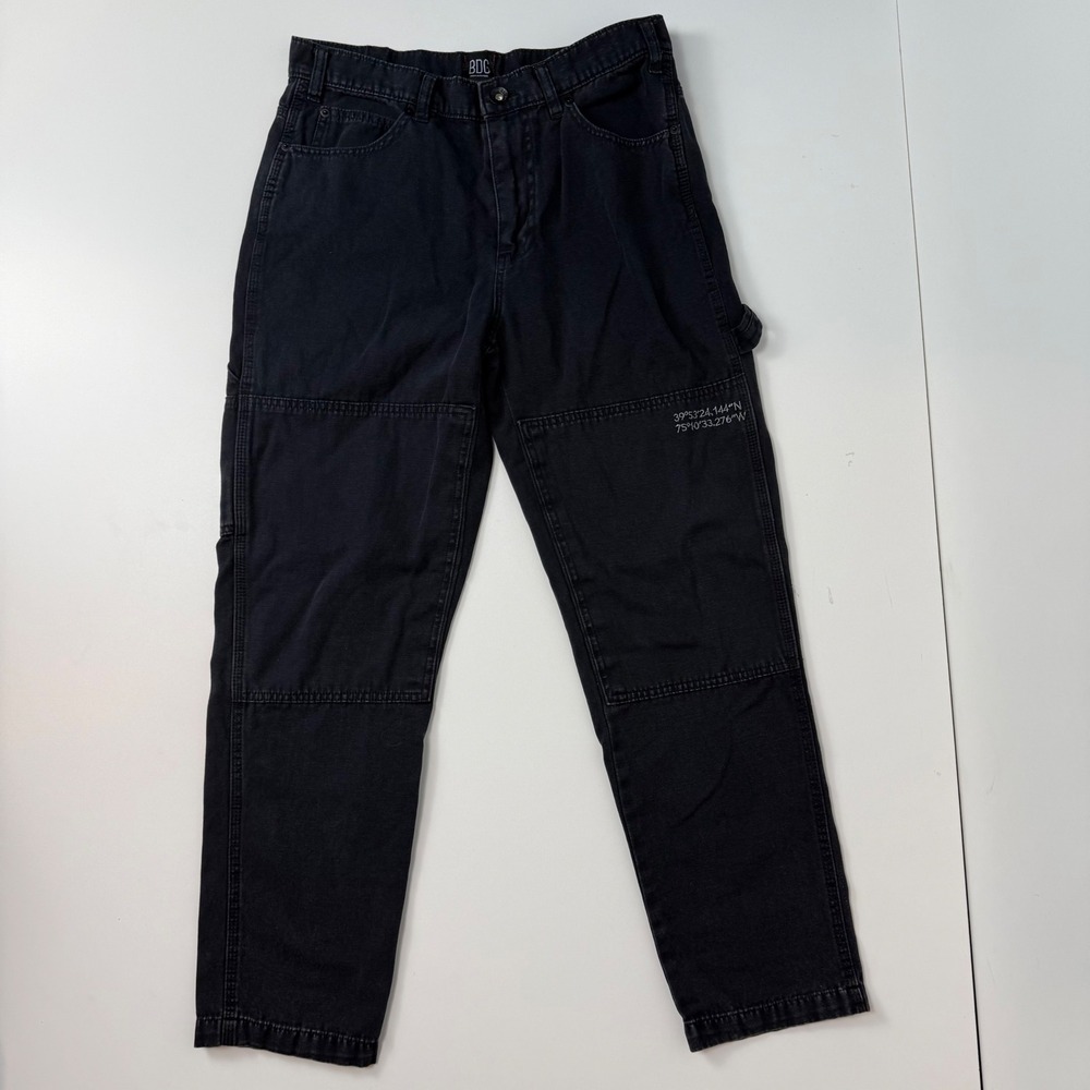 BDG Urban Outfitters Mens Washed Black Double Knee Carpenter Pants Straight Leg